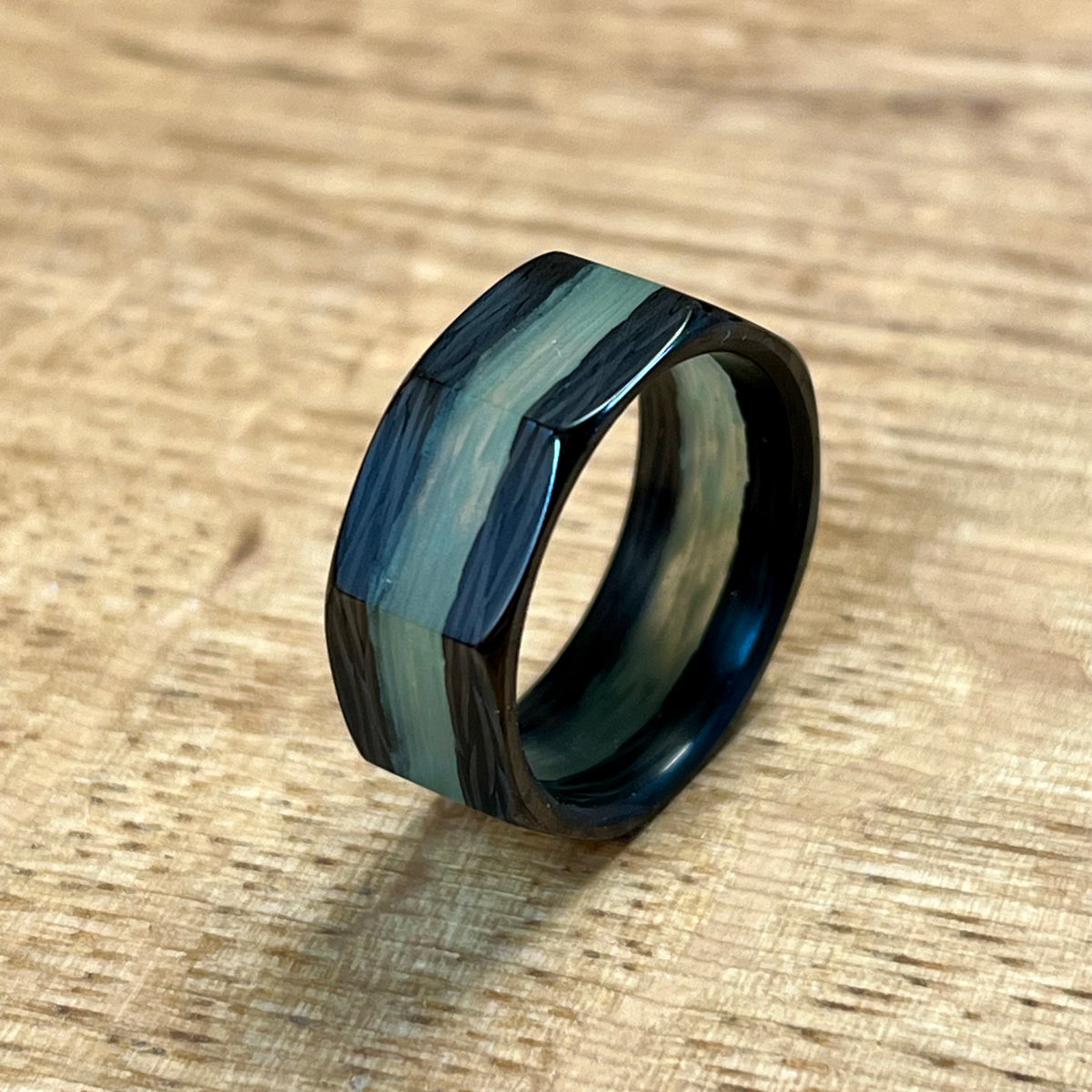 Octo Carbon Fibre Green Glow Ring