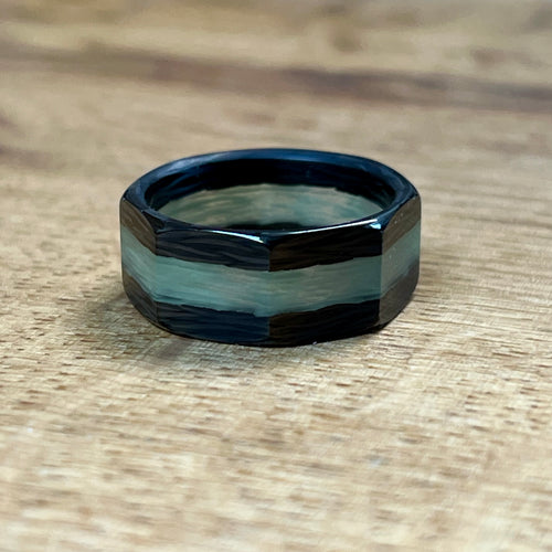 Octo Carbon Fibre Green Glow Ring