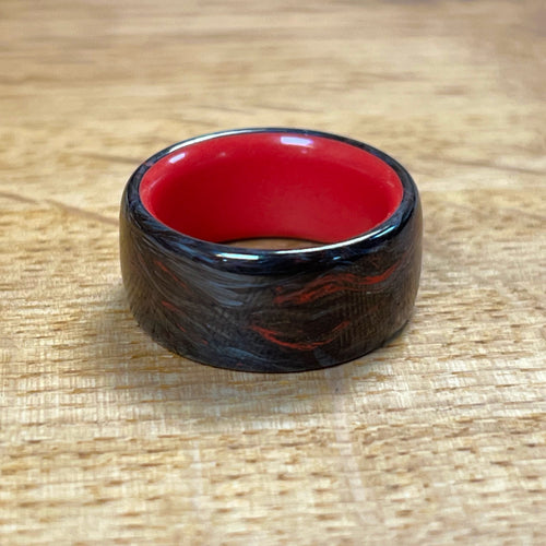 Forged Carbon Fibre Ring with Red Inner Glow
