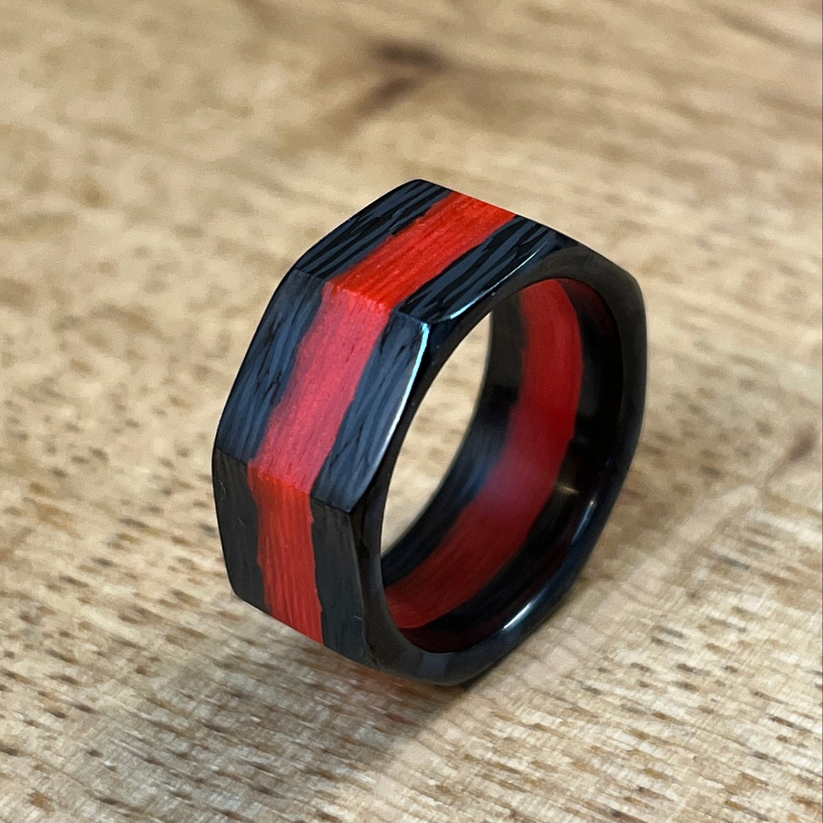 Octo Carbon Fibre Red Fire Glow Ring