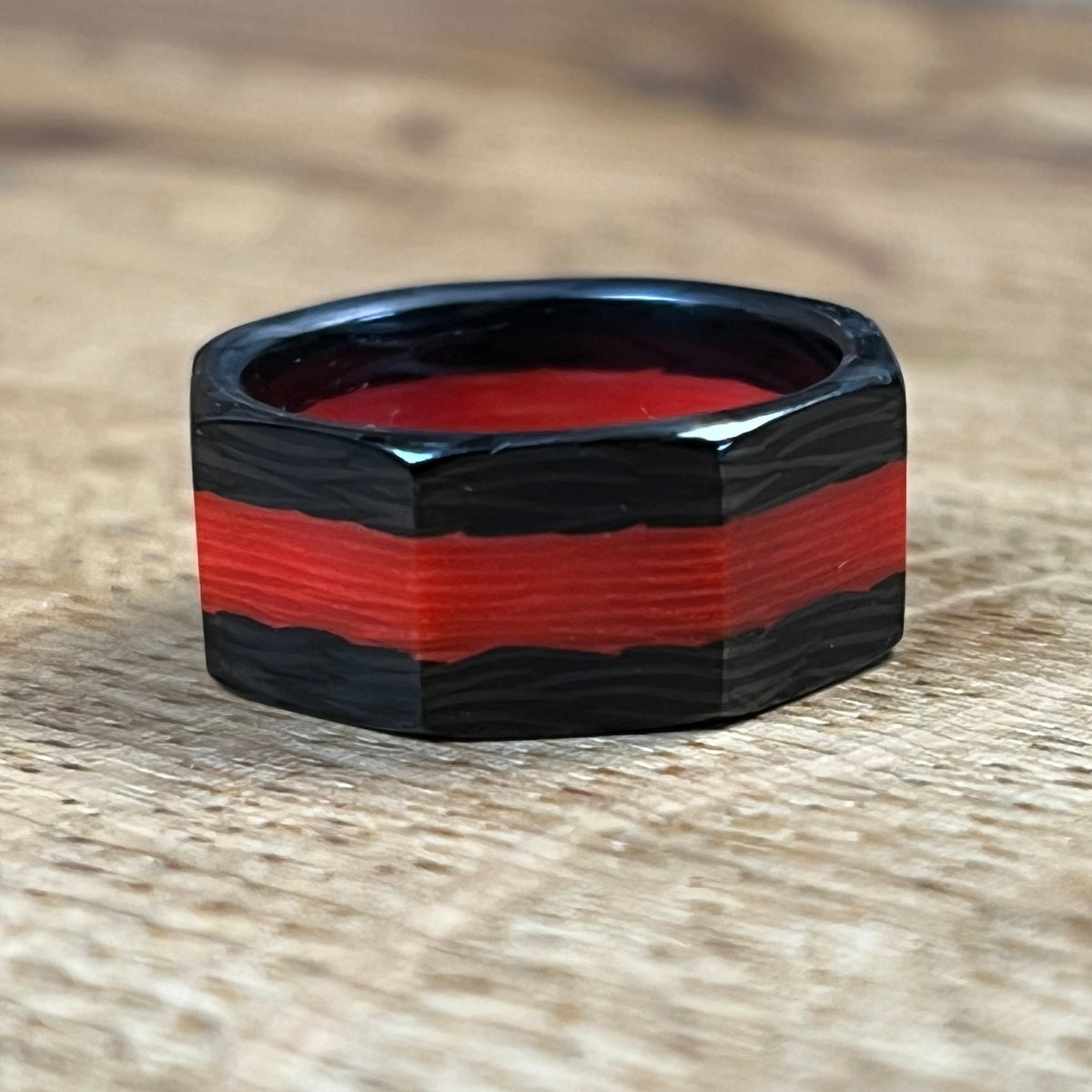 Octo Carbon Fibre Red Fire Glow Ring