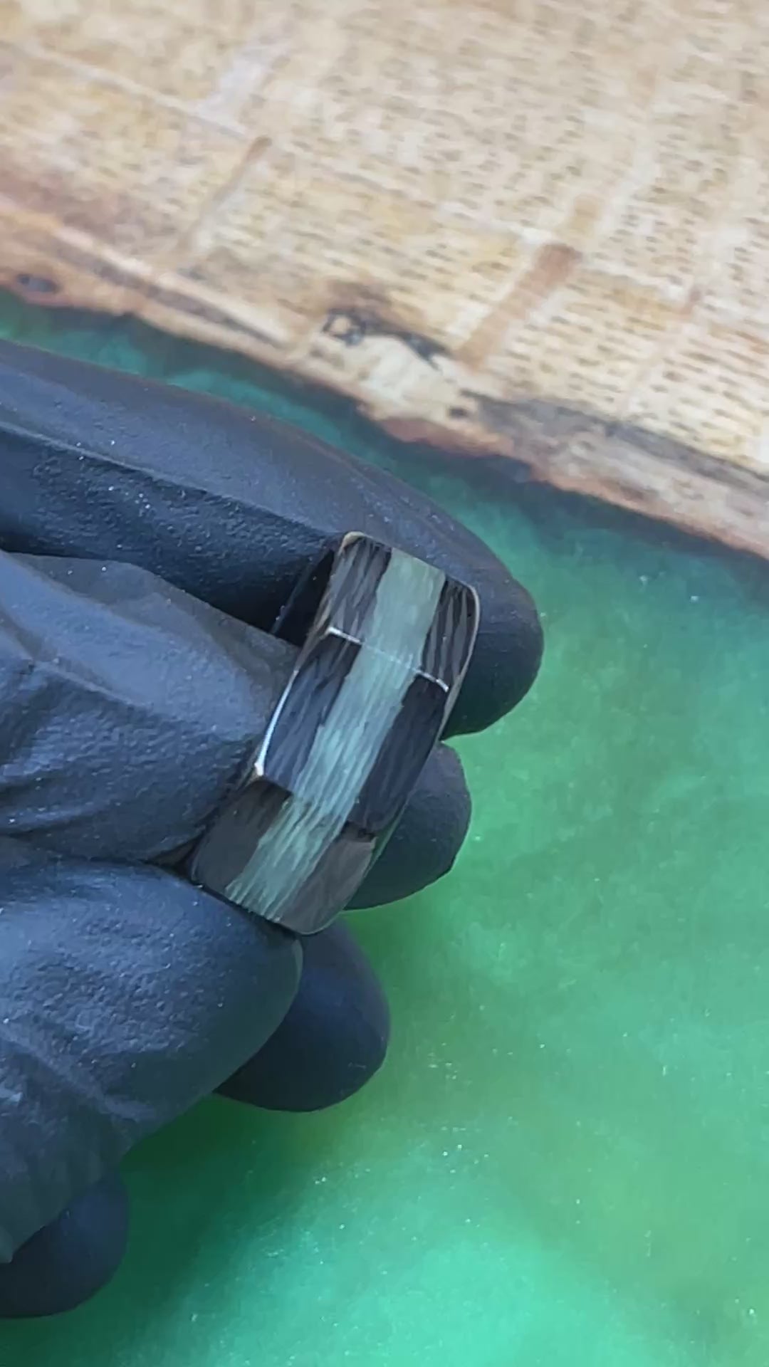 Octo Carbon Fibre Green Glow Ring